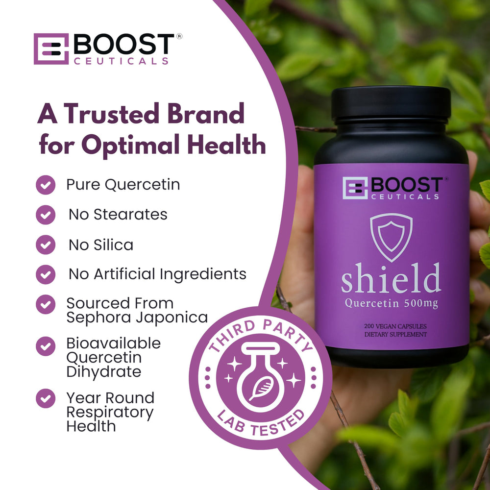 Ingredients list on packaging for BoostCeuticals Quercetin vegan capsules