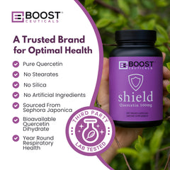 Ingredients list on packaging for BoostCeuticals Quercetin vegan capsules