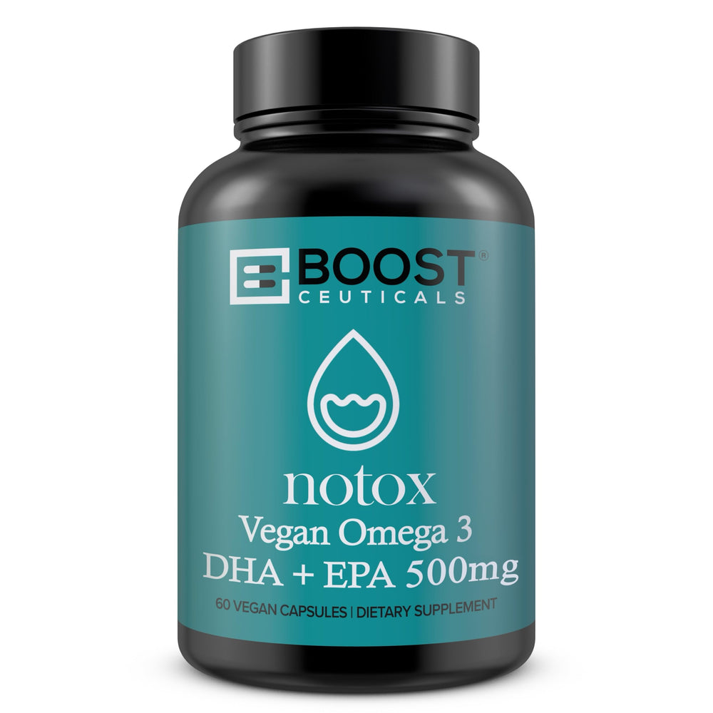 Front label of BoostCeuticals vegan omega-3 softgels bottle