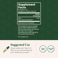 Boron supplement bottle with 2 oz size on white background