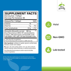 Close-up of BosMed 500 Boswellia Serrata softgels