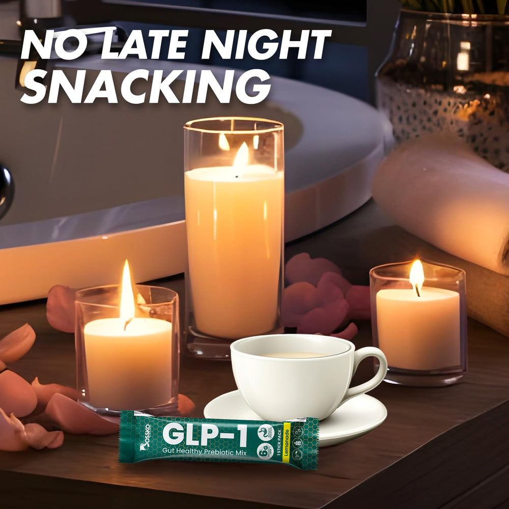 Bossko GLP-1 bottle with pack demonstrating 45 servings for daily use.