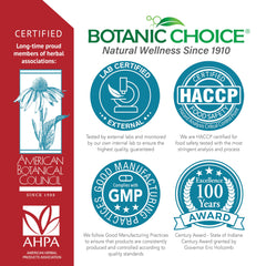 Botanic Choice cranberry liquid extract label highlighting Vaccinium macrocarpon origin.