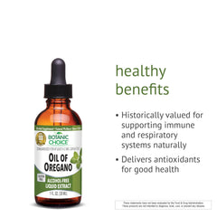 Botanic Choice Oil of Oregano Liquid Extract label close-up