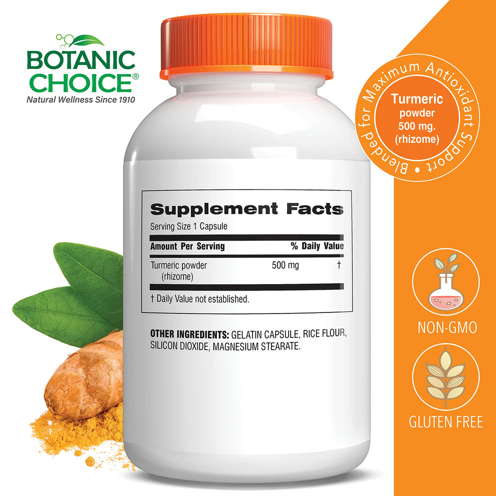 Close-up of turmeric capsules (500 mg each)