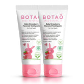 Botao fluoride-free strawberry toddler toothpaste bottle and label