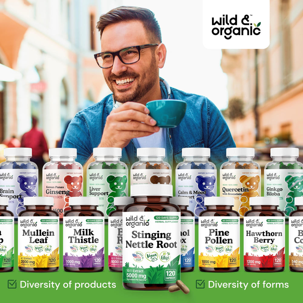 Bottle of 120 vegan nettle root capsules