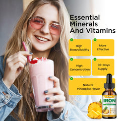 4 oz bottle of pineapple-flavored liquid iron drops