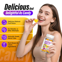 Product bottle with 60 gummies displayed