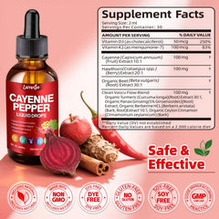 Close-up of Cayenne Pepper Liquid Drops bottle (2 oz)