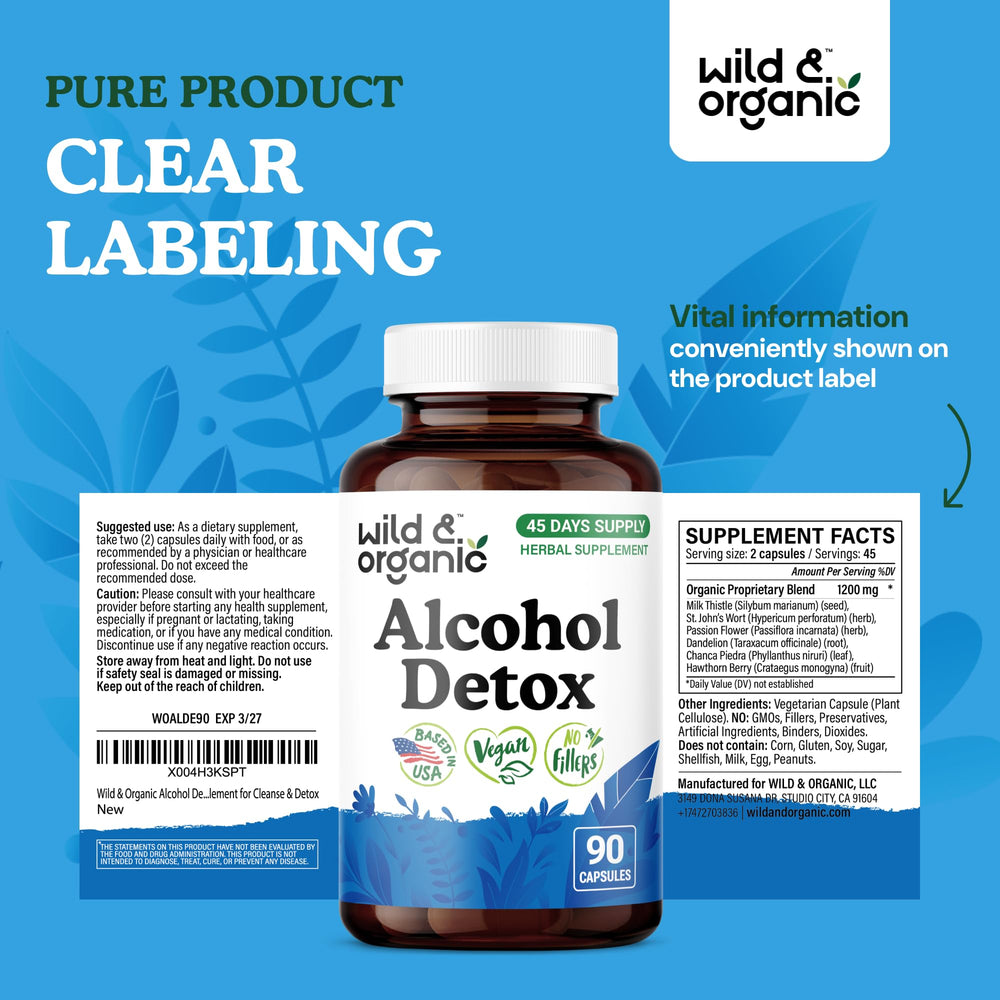 Front view of the Wild & Organic Detox Capsules bottle (90 capsules)