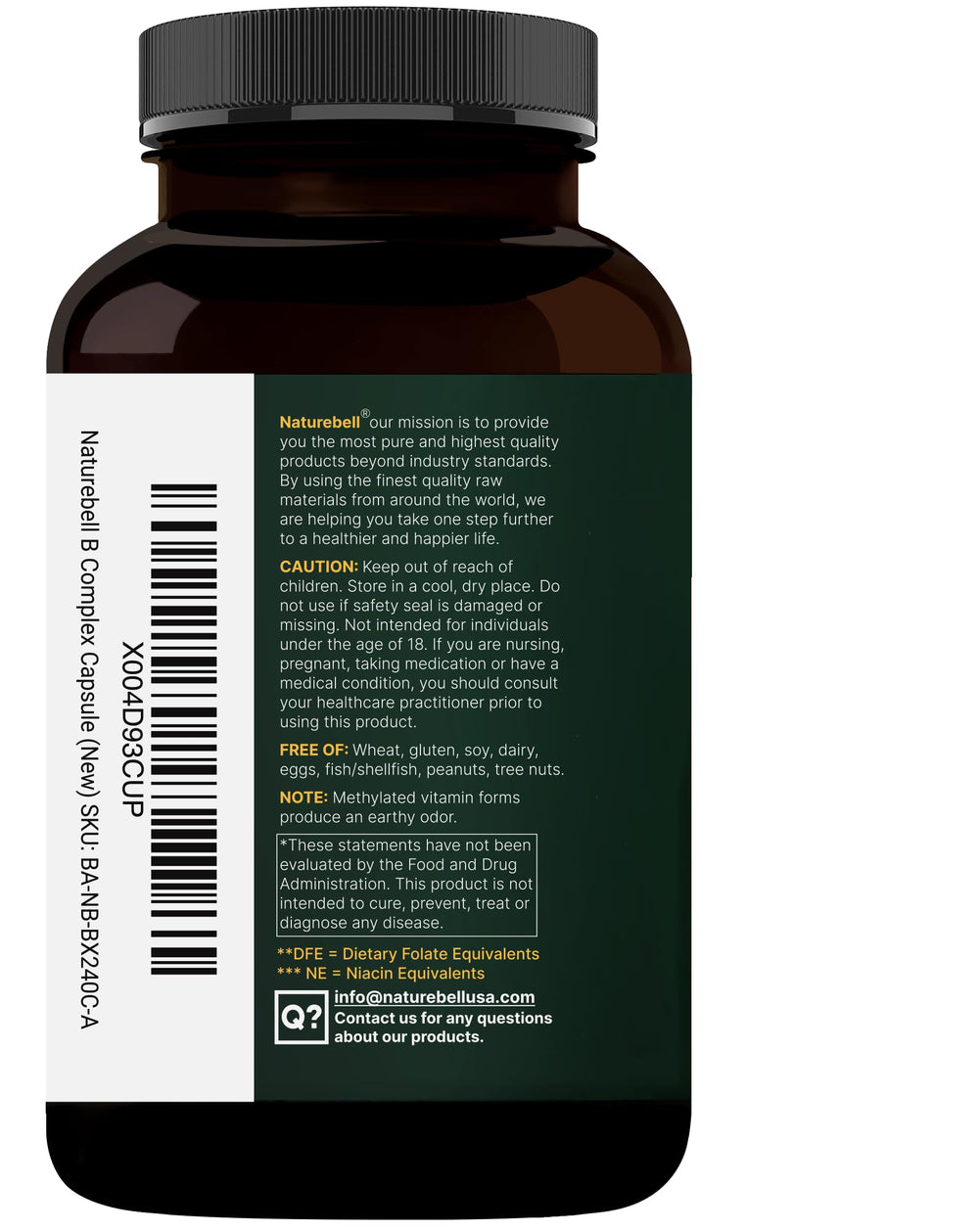 Product bottle and label for NatureBell Methylated B Complex
