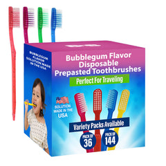 Front view of Bottles N Bags Kids Prepasted Toothbrushes Bubblegum Sparkles 36 Pack