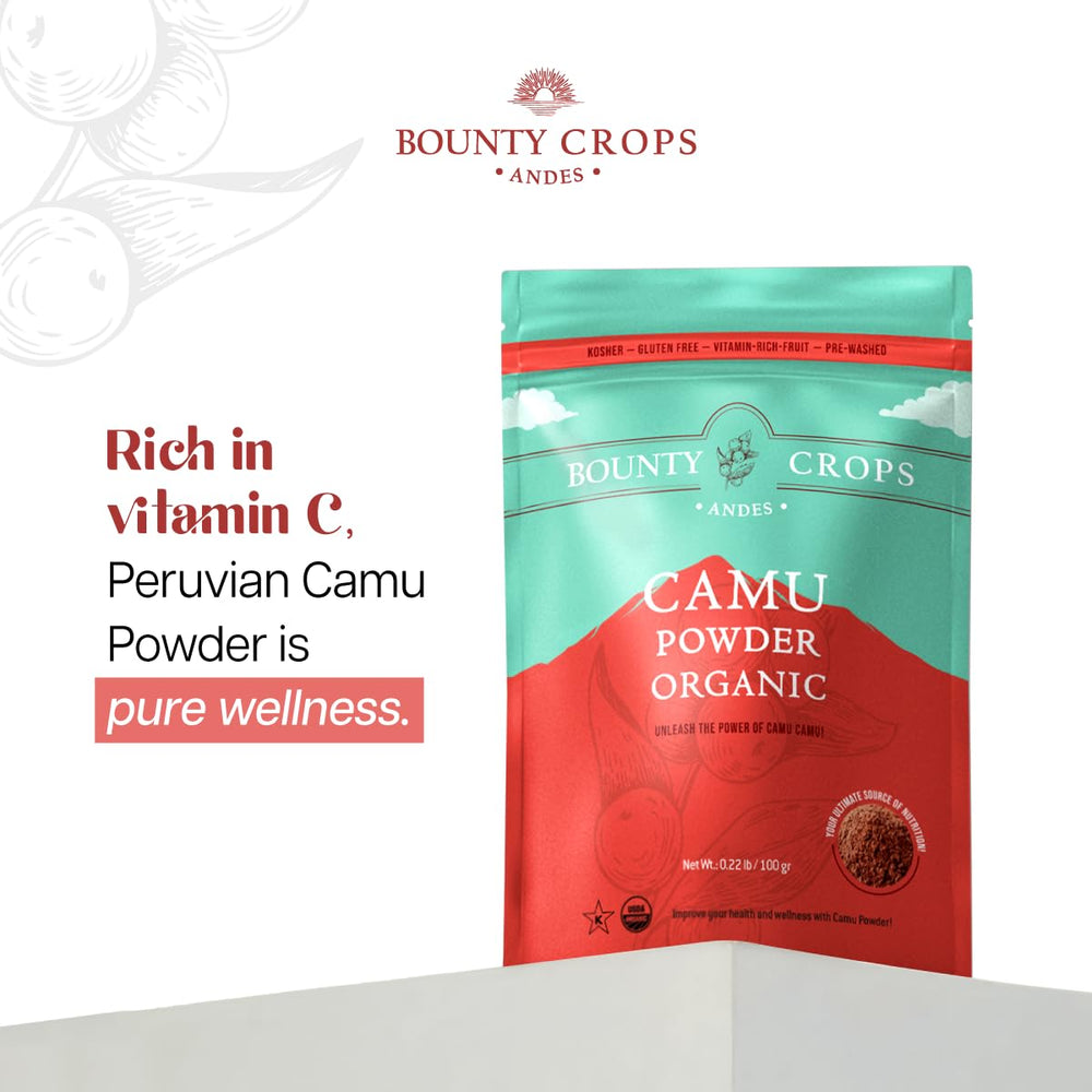 Box packaging and pouch for Bounty Crops Camu Camu Powder