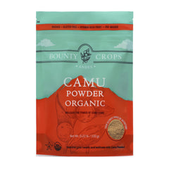 Front view of Bounty Crops Camu Camu Powder container