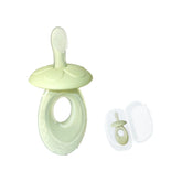 Close-up of BOVELLA baby toothbrush and teether silicone design