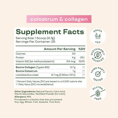 Probiotics and colostrum ingredients close-up