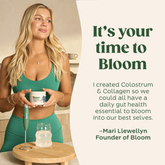 Spoon with strawberry colostrum powder served in a glass