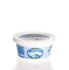 Boy Butter H2O Base Tub packaging demonstrates latex-safe, easy-to-use lube.