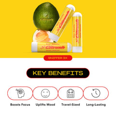Menthol citrus aroma inhaler held in hand for portability