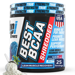BPI Sports Best BCAA Shredded canister in Blue Raz flavor