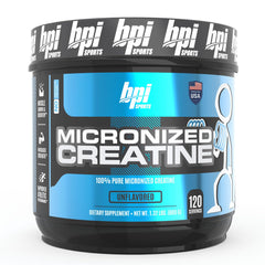BPI Sports Micronized Creatine bottle with scoop