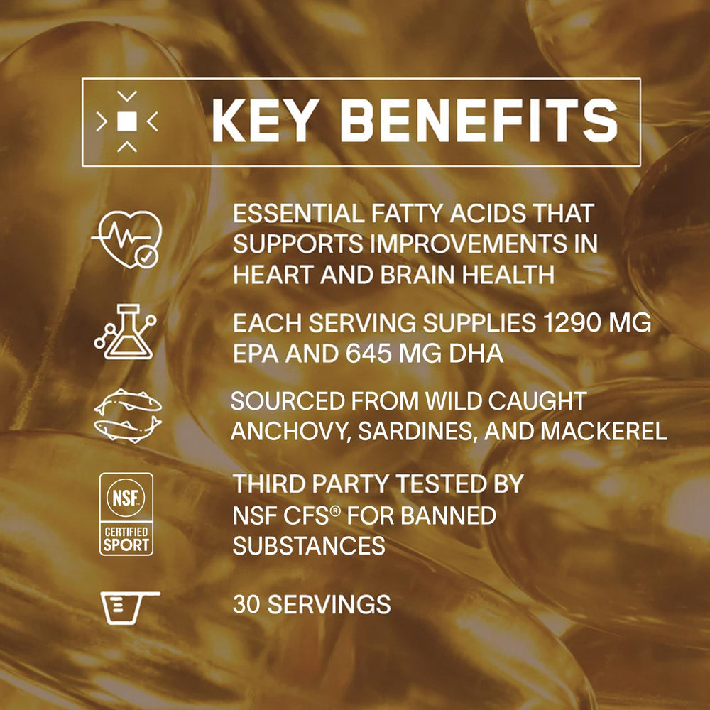 Label highlighting 1200mg EPA and 600mg DHA per serving