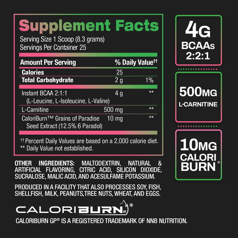 BPI Best BCAA Shredded Watermelon ICE mixed with water in glass