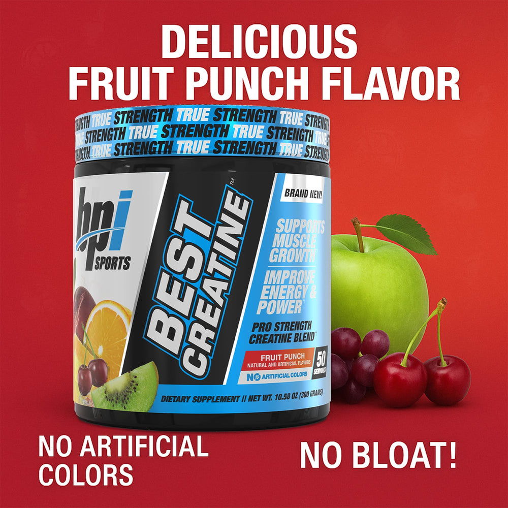 Side view of the BPI Sports Best Creatine bottle