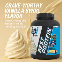 BPI Sports Best Protein label closeup showing third-party testing