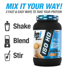 BPI Sports ISO HD post-workout shake image suggests quick protein delivery after training.