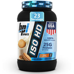 BPI Sports ISO HD scoop demonstrates fast-absorbing whey for post-workout recovery.