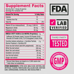 BPI Sports CLA + Carnitine Shredded bottle back view highlighting ingredients and servings