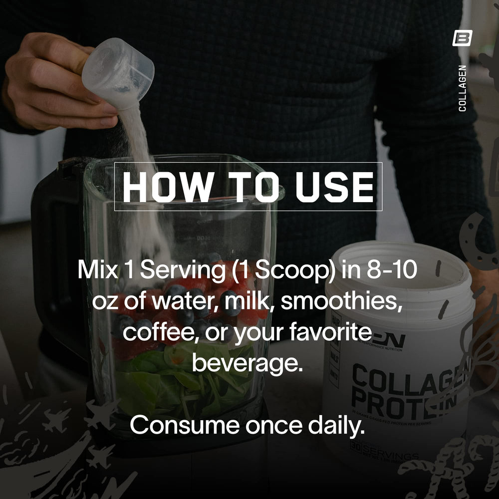 Nutrition facts panel for BPN Collagen Protein unflavored