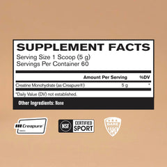 Close-up of unflavored creatine monohydrate powder
