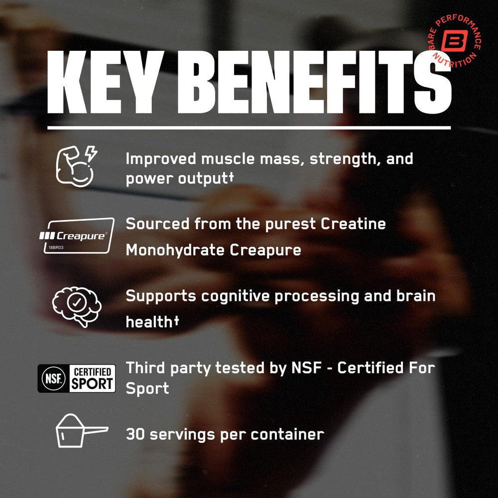 Unflavored creatine monohydrate powder container with label