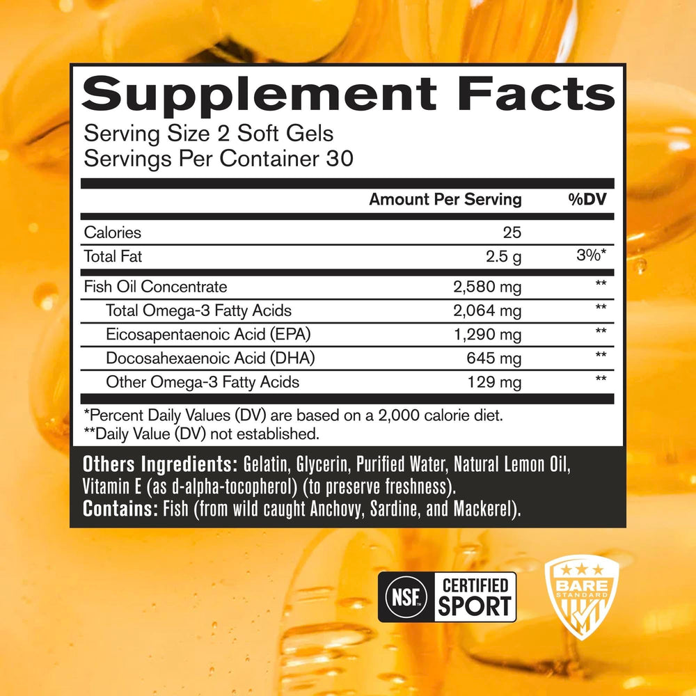 Close-up of Strong Omega Fish Oil soft gels from BPN