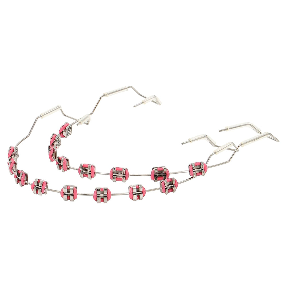 Fake dental braces kit with brackets and wire in Rose Red