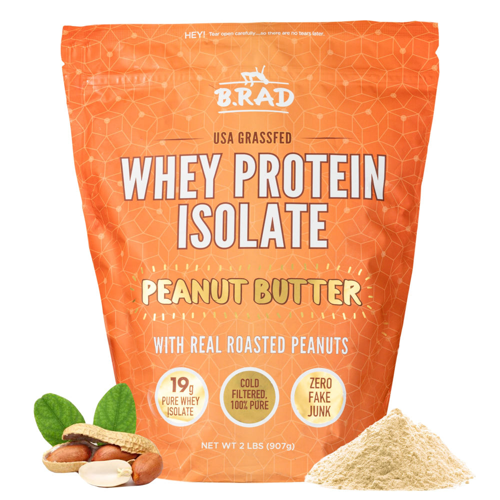 B.rad Grass-Fed Whey Isolate bottle showcases premium purity for daily shakes
