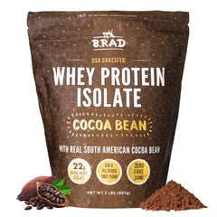B.rad Grass-Fed Whey Isolate bottle shows ultra-pure powder ideal for post-workout shakes.