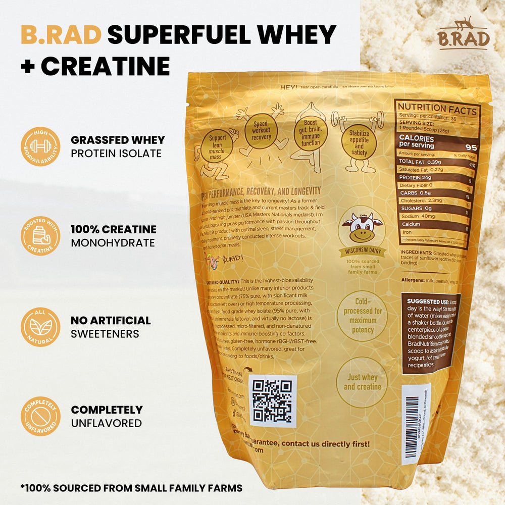 B.rad Superfuel grass-fed whey powder as a high-quality protein source