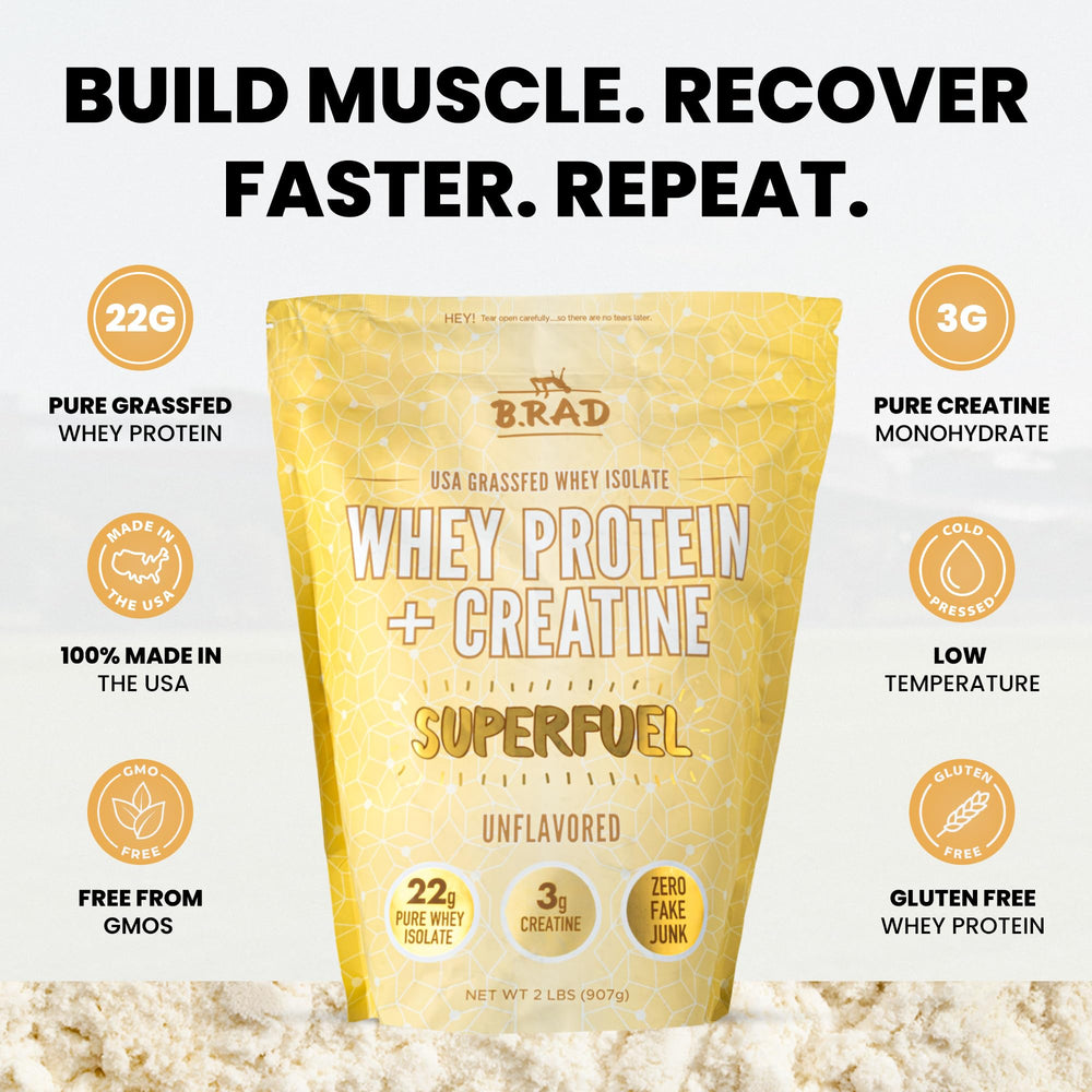 B.rad Superfuel unflavored protein label shows clean ingredients