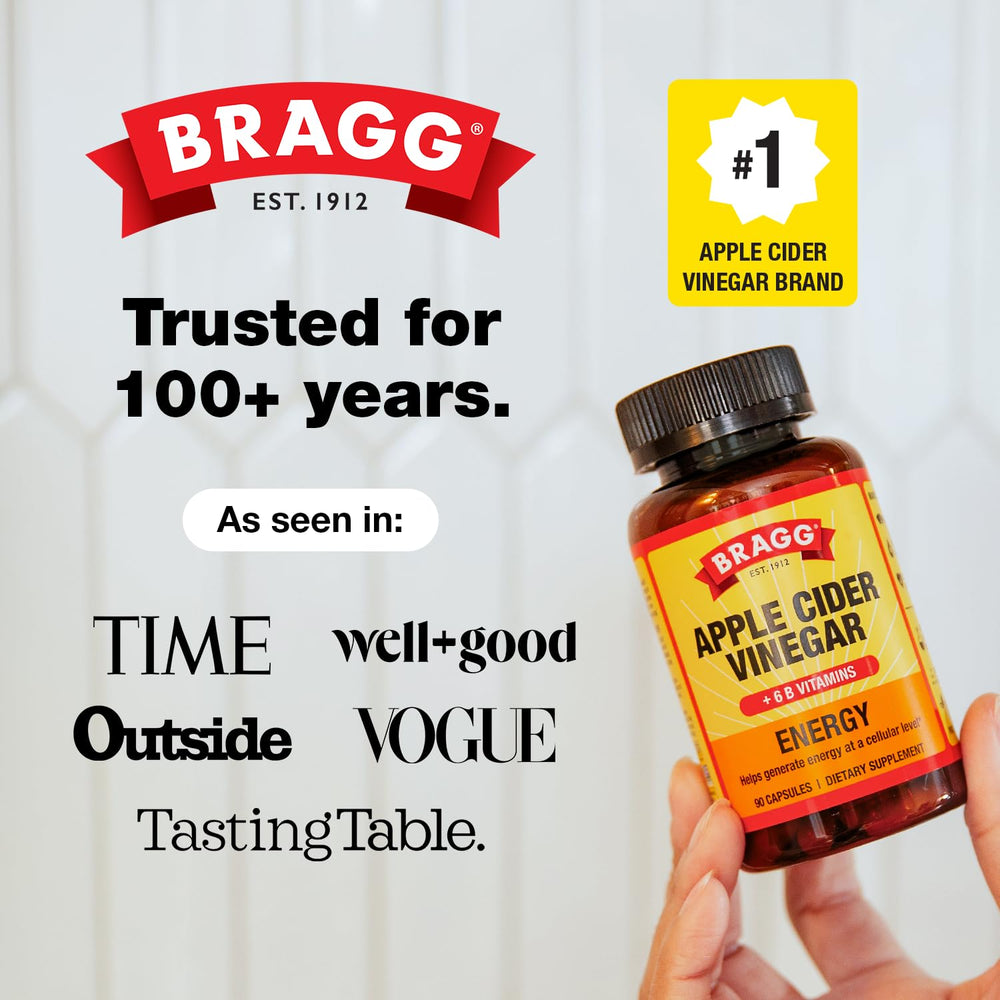 Capsules with B-vitamin graphic emphasizing Bragg energy support
