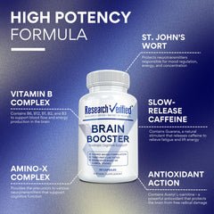 Brain Booster bottles stacked in a 3-bottle pack