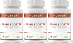 Nutrum Brain Booster bottle and packaging on white background