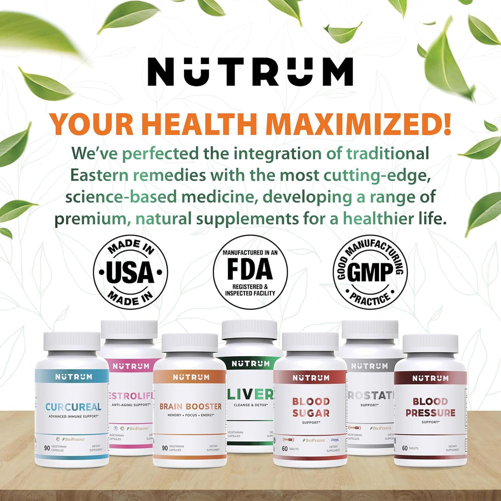 Front and back view of Nutrum Brain Booster packaging