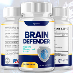 Close-up of Brain Defender 120-count bottle label
