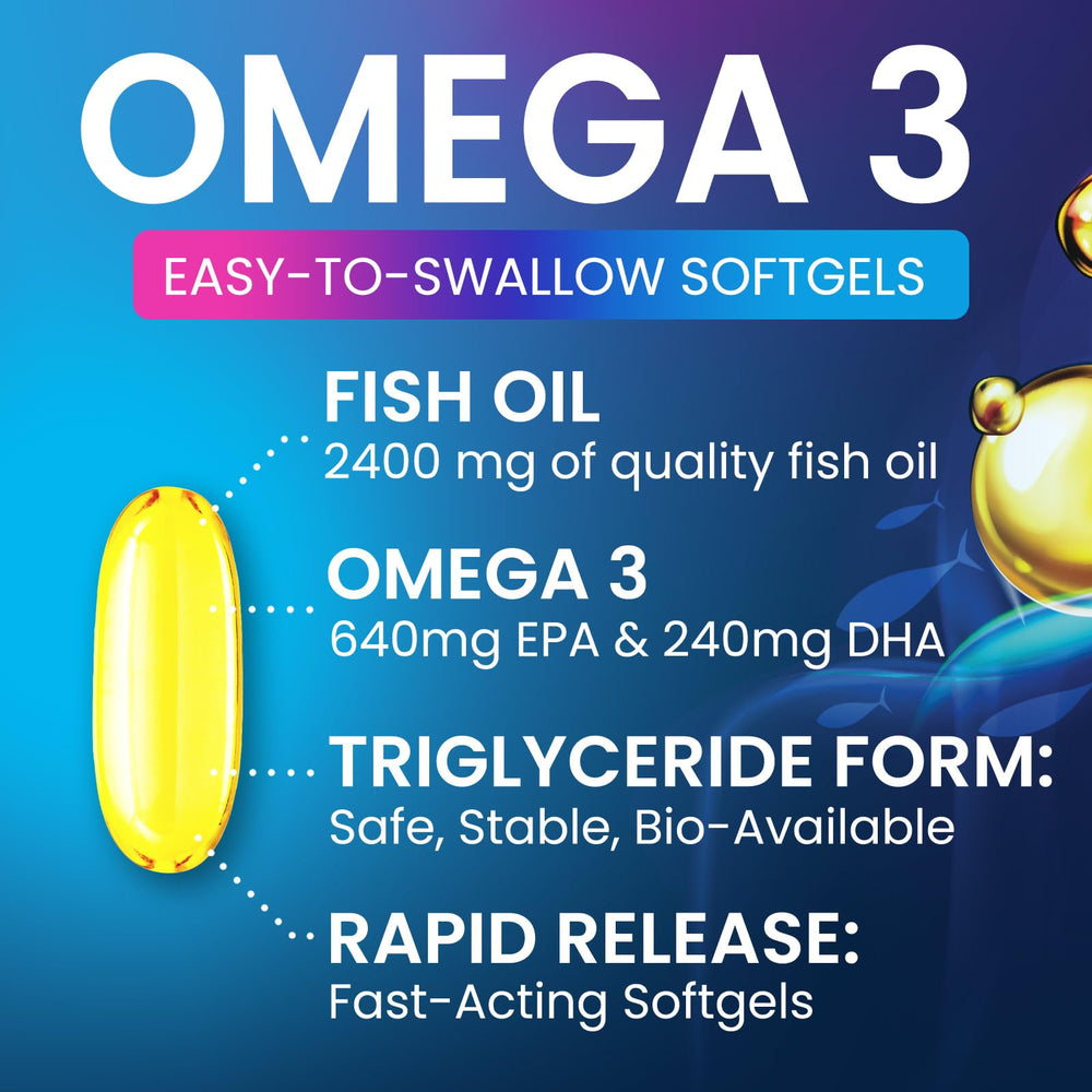 Brain, heart and joints health imagery with omega-3