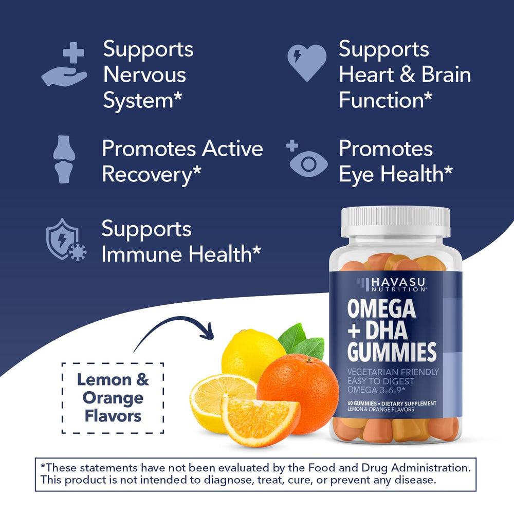 Brain and immune support omega-3-6-9 DHA gummies close-up