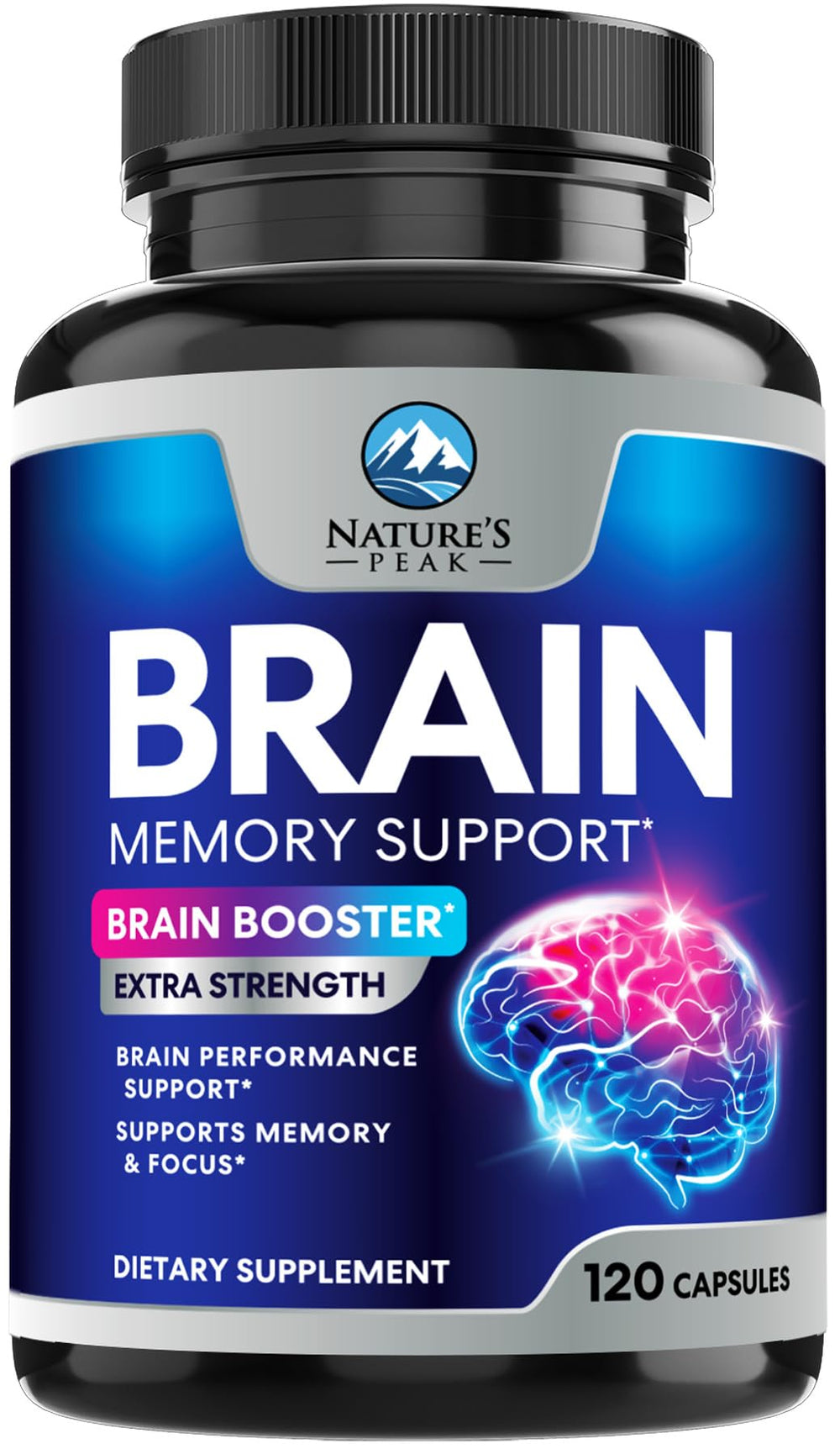 Bottle of Brain Memory Supplement with 120 capsules